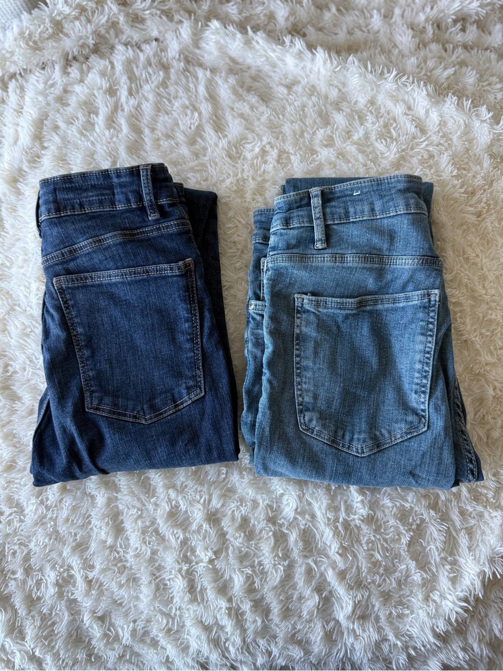 Zara Women’s Straight Leg Jeans — Dark Blue & Light Blue